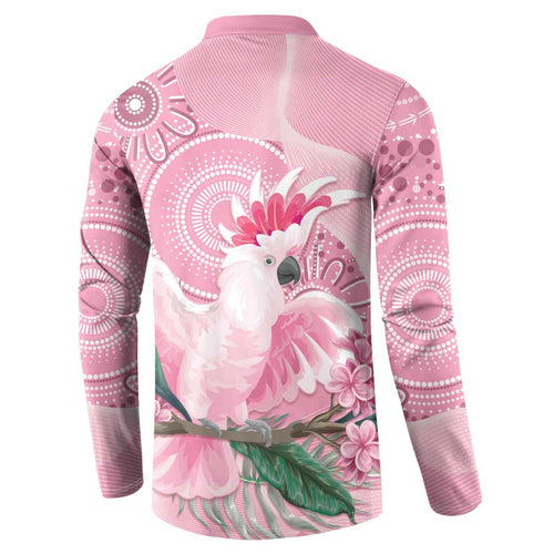 Pink Cockatoo Australia Button Sweatshirt Aussie Cacatua Leadbeateri - Aboriginal Art