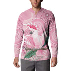 Pink Cockatoo Australia Button Sweatshirt Aussie Cacatua Leadbeateri - Aboriginal Art