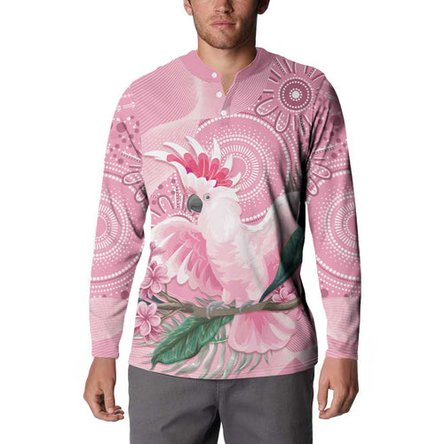 Pink Cockatoo Australia Button Sweatshirt Aussie Cacatua Leadbeateri - Aboriginal Art