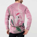 Pink Cockatoo Australia Button Sweatshirt Aussie Cacatua Leadbeateri - Aboriginal Art
