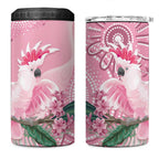 Pink Cockatoo Australia 4 in 1 Can Cooler Tumbler Aussie Cacatua Leadbeateri - Aboriginal Art