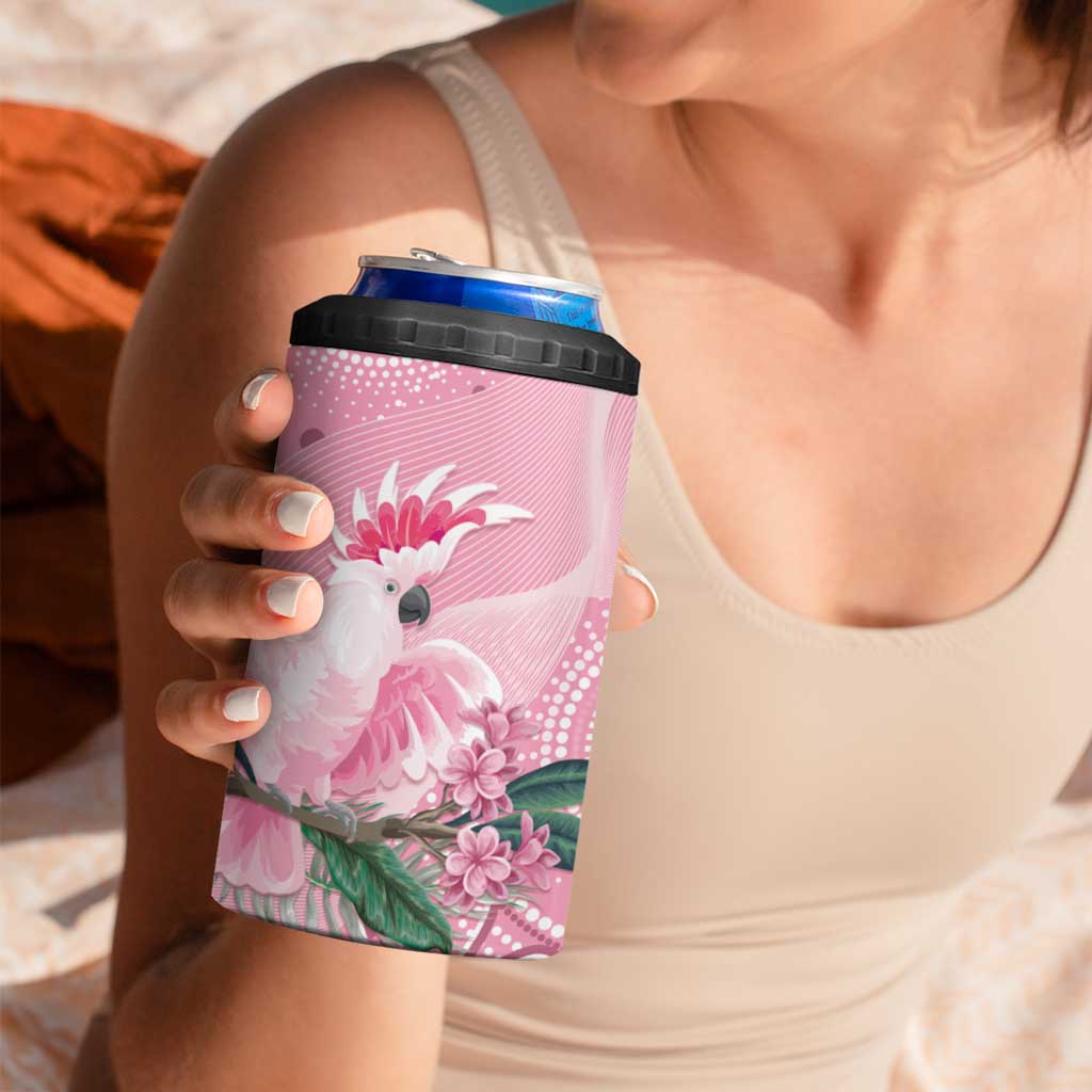 Pink Cockatoo Australia 4 in 1 Can Cooler Tumbler Aussie Cacatua Leadbeateri - Aboriginal Art