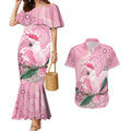 Pink Cockatoo Australia Couples Matching Mermaid Dress and Hawaiian Shirt Aussie Cacatua Leadbeateri - Aboriginal Art