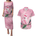 Pink Cockatoo Australia Couples Matching Puletasi and Hawaiian Shirt Aussie Cacatua Leadbeateri - Aboriginal Art