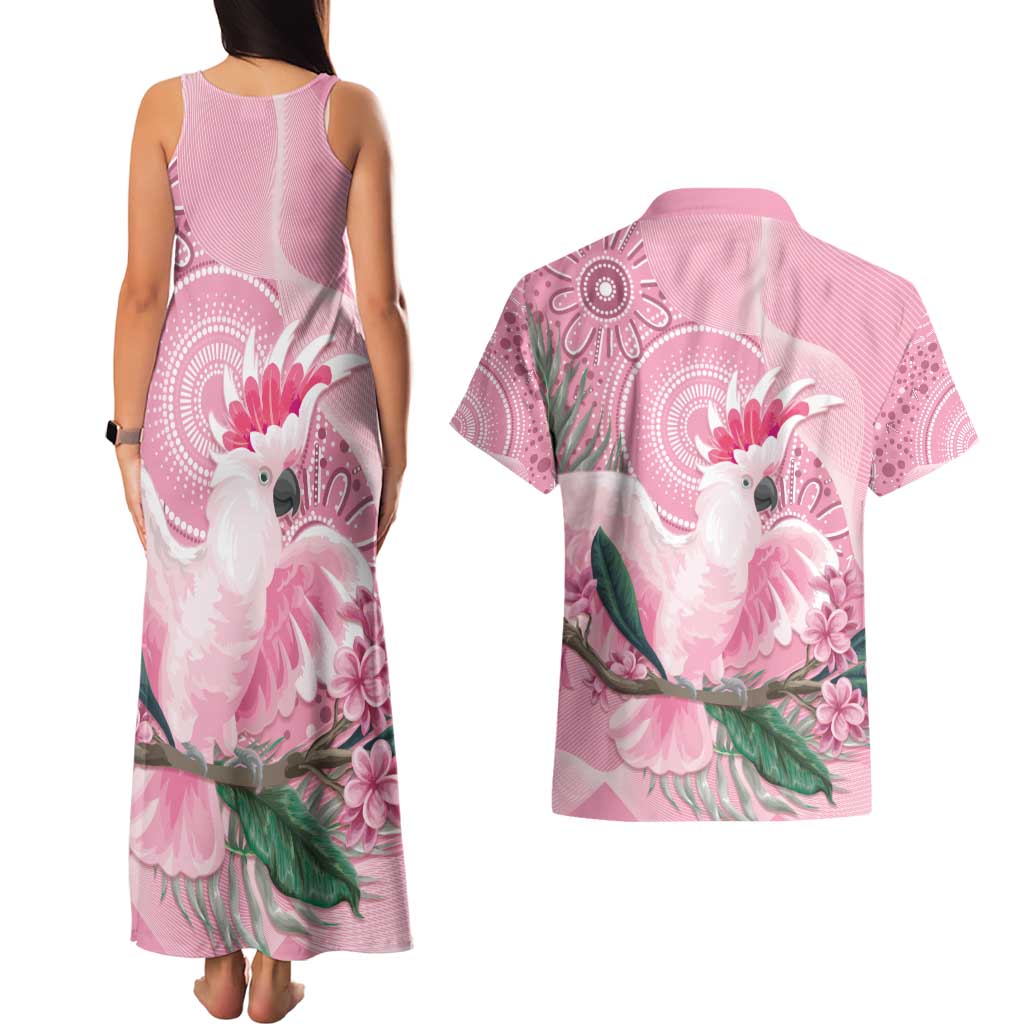 Pink Cockatoo Australia Couples Matching Tank Maxi Dress and Hawaiian Shirt Aussie Cacatua Leadbeateri - Aboriginal Art