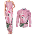 Pink Cockatoo Australia Couples Matching Tank Maxi Dress and Long Sleeve Button Shirt Aussie Cacatua Leadbeateri - Aboriginal Art