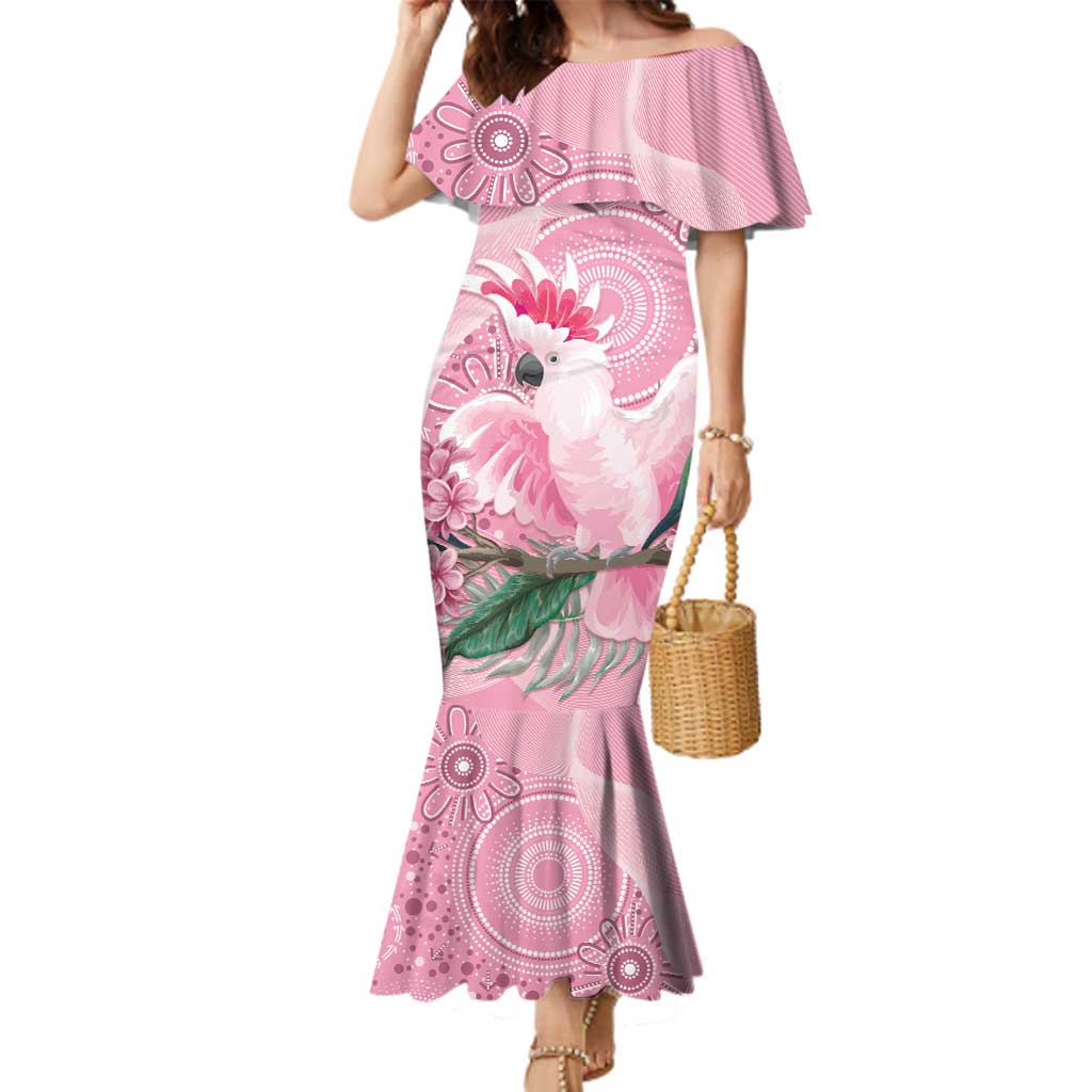 Pink Cockatoo Australia Family Matching Mermaid Dress and Hawaiian Shirt Aussie Cacatua Leadbeateri - Aboriginal Art