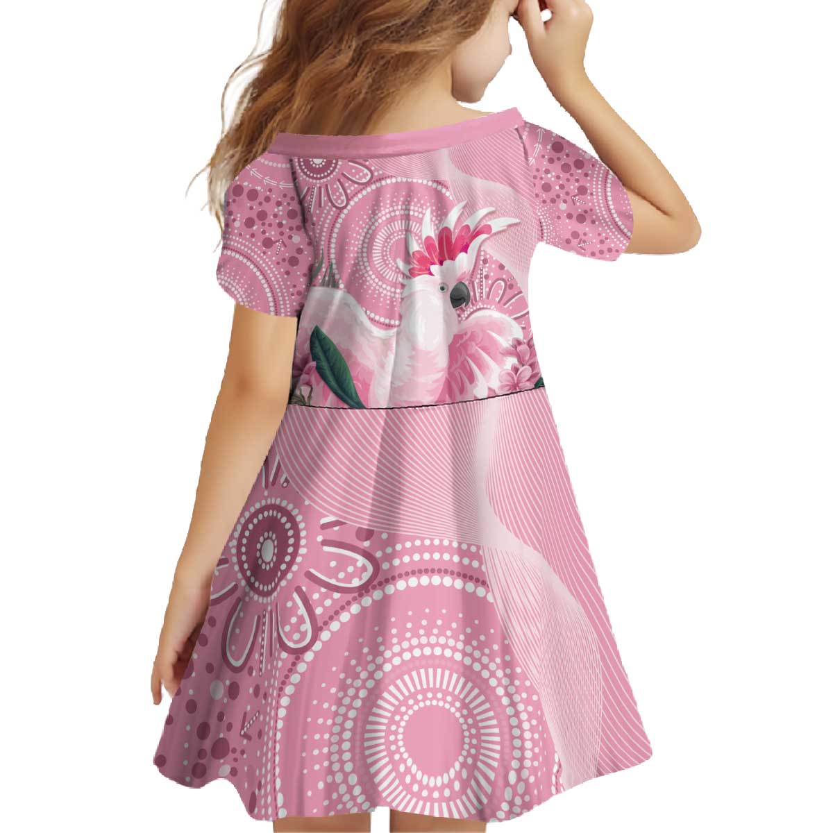 Pink Cockatoo Australia Family Matching Off The Shoulder Long Sleeve Dress and Hawaiian Shirt Aussie Cacatua Leadbeateri - Aboriginal Art