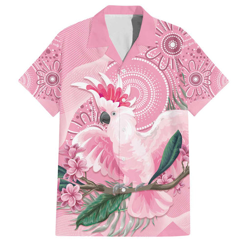 Pink Cockatoo Australia Family Matching Off The Shoulder Long Sleeve Dress and Hawaiian Shirt Aussie Cacatua Leadbeateri - Aboriginal Art