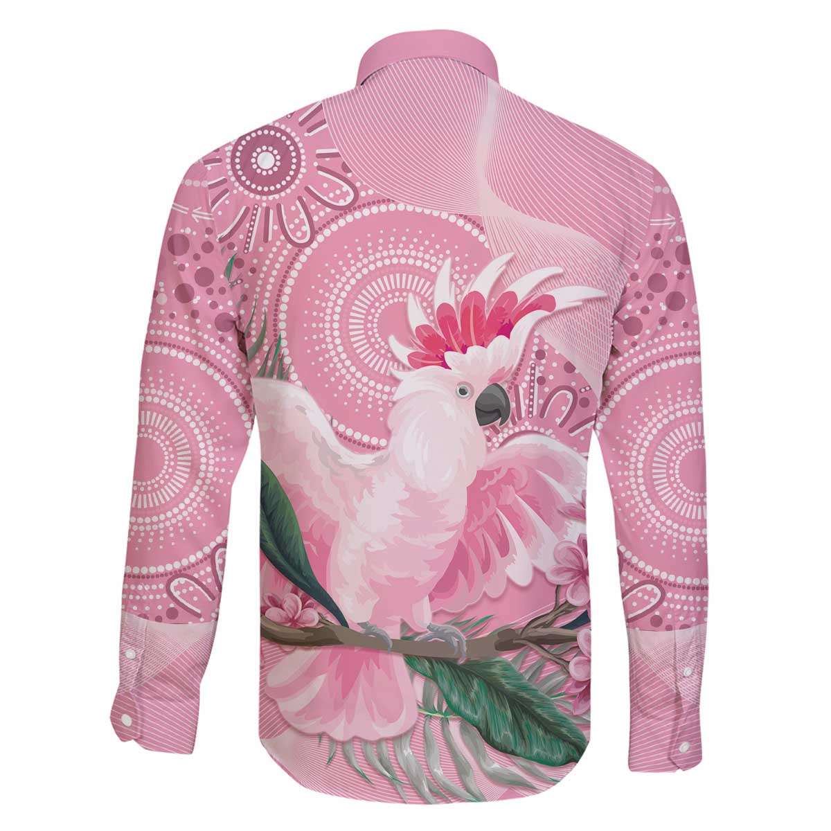 Pink Cockatoo Australia Family Matching Off The Shoulder Long Sleeve Dress and Hawaiian Shirt Aussie Cacatua Leadbeateri - Aboriginal Art