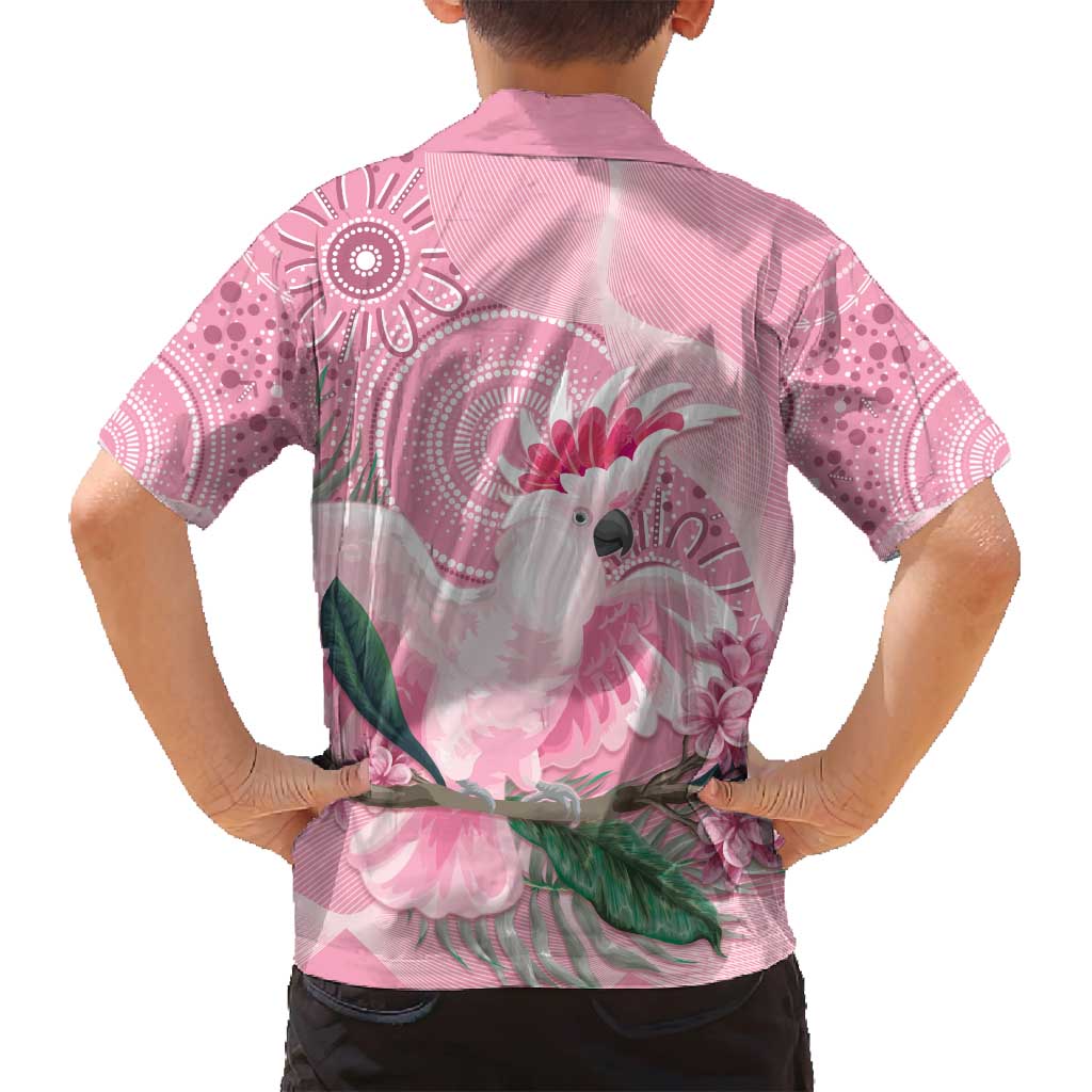 Pink Cockatoo Australia Family Matching Off Shoulder Maxi Dress and Hawaiian Shirt Aussie Cacatua Leadbeateri - Aboriginal Art