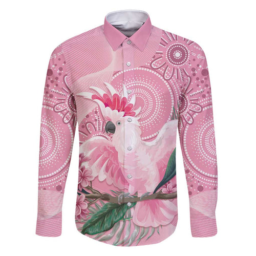 Pink Cockatoo Australia Family Matching Off Shoulder Maxi Dress and Hawaiian Shirt Aussie Cacatua Leadbeateri - Aboriginal Art