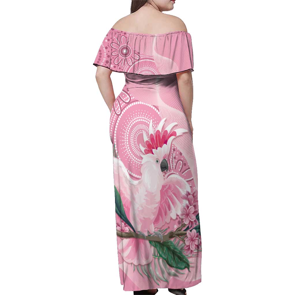 Pink Cockatoo Australia Family Matching Off Shoulder Maxi Dress and Hawaiian Shirt Aussie Cacatua Leadbeateri - Aboriginal Art