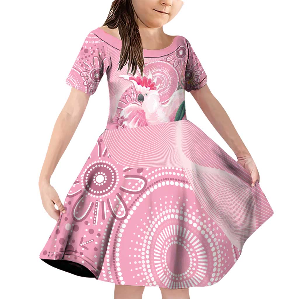 Pink Cockatoo Australia Family Matching Off Shoulder Short Dress and Hawaiian Shirt Aussie Cacatua Leadbeateri - Aboriginal Art