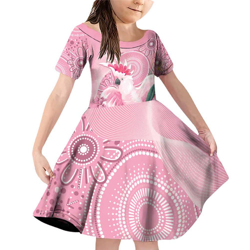 Pink Cockatoo Australia Family Matching Off Shoulder Short Dress and Hawaiian Shirt Aussie Cacatua Leadbeateri - Aboriginal Art