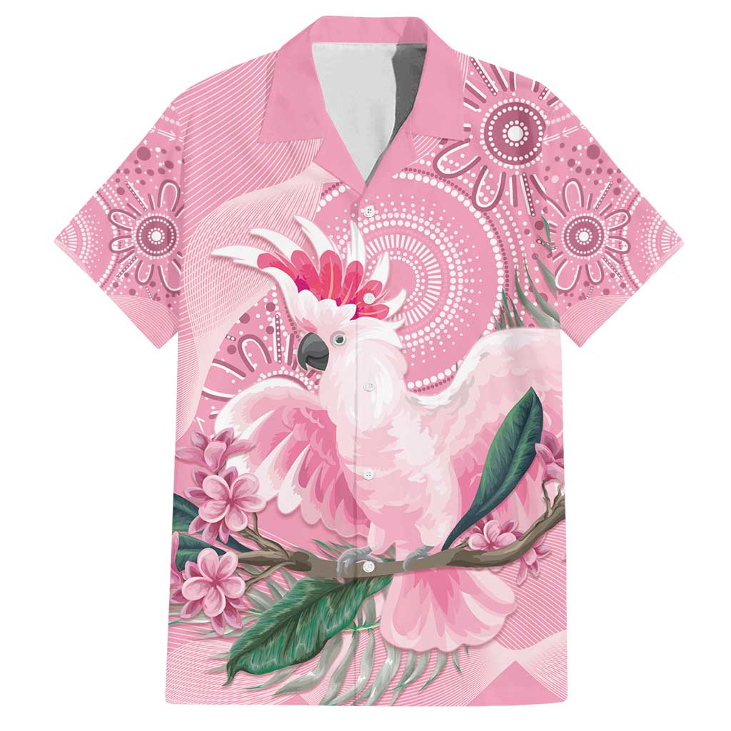 Pink Cockatoo Australia Family Matching Off Shoulder Short Dress and Hawaiian Shirt Aussie Cacatua Leadbeateri - Aboriginal Art