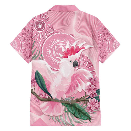 Pink Cockatoo Australia Family Matching Off Shoulder Short Dress and Hawaiian Shirt Aussie Cacatua Leadbeateri - Aboriginal Art