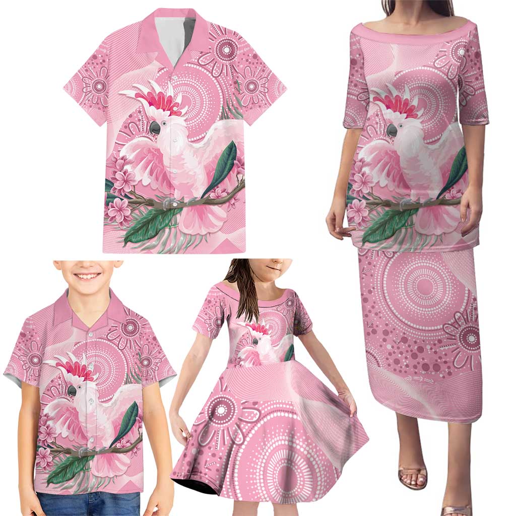 Pink Cockatoo Australia Family Matching Puletasi and Hawaiian Shirt Aussie Cacatua Leadbeateri - Aboriginal Art
