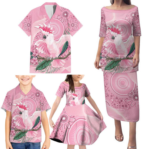 Pink Cockatoo Australia Family Matching Puletasi and Hawaiian Shirt Aussie Cacatua Leadbeateri - Aboriginal Art