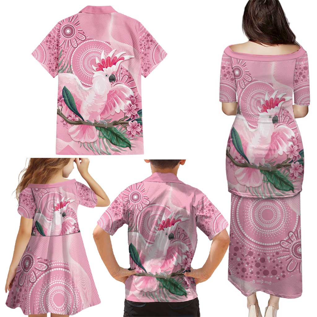 Pink Cockatoo Australia Family Matching Puletasi and Hawaiian Shirt Aussie Cacatua Leadbeateri - Aboriginal Art