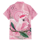 Pink Cockatoo Australia Family Matching Short Sleeve Bodycon Dress and Hawaiian Shirt Aussie Cacatua Leadbeateri - Aboriginal Art