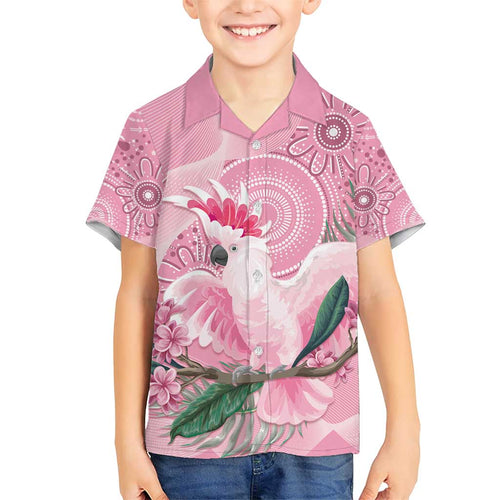 Pink Cockatoo Australia Family Matching Short Sleeve Bodycon Dress and Hawaiian Shirt Aussie Cacatua Leadbeateri - Aboriginal Art