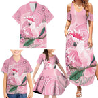 Pink Cockatoo Australia Family Matching Summer Maxi Dress and Hawaiian Shirt Aussie Cacatua Leadbeateri - Aboriginal Art