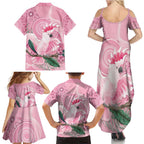 Pink Cockatoo Australia Family Matching Summer Maxi Dress and Hawaiian Shirt Aussie Cacatua Leadbeateri - Aboriginal Art