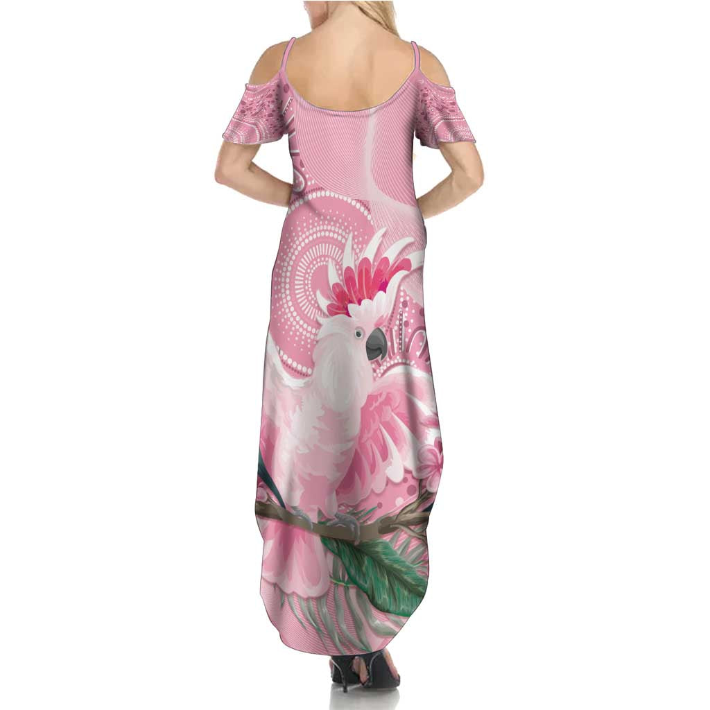 Pink Cockatoo Australia Family Matching Summer Maxi Dress and Hawaiian Shirt Aussie Cacatua Leadbeateri - Aboriginal Art