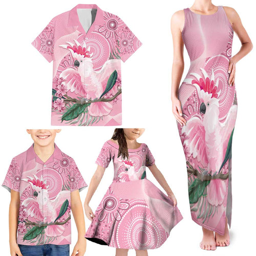 Pink Cockatoo Australia Family Matching Tank Maxi Dress and Hawaiian Shirt Aussie Cacatua Leadbeateri - Aboriginal Art