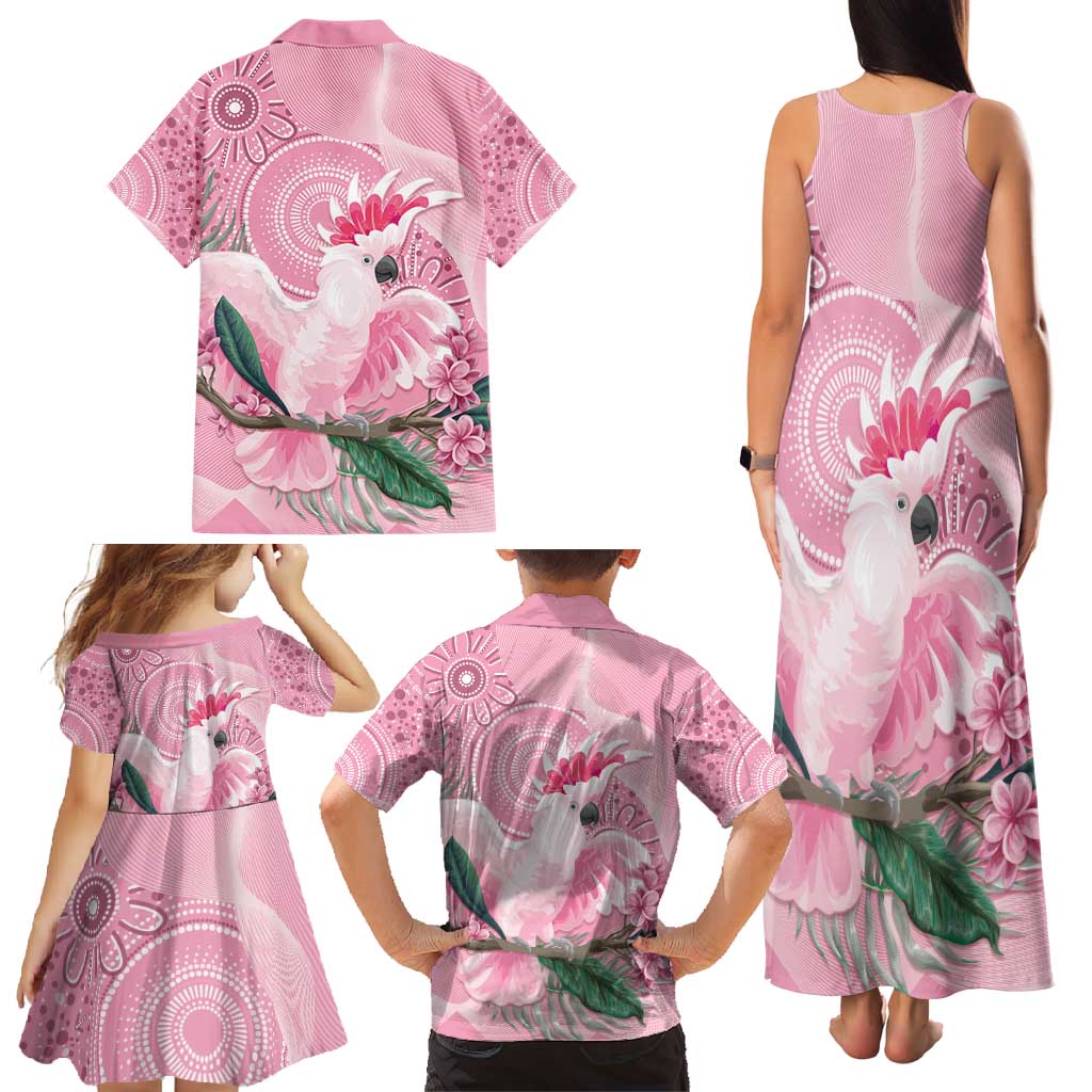Pink Cockatoo Australia Family Matching Tank Maxi Dress and Hawaiian Shirt Aussie Cacatua Leadbeateri - Aboriginal Art