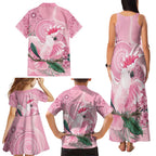 Pink Cockatoo Australia Family Matching Tank Maxi Dress and Hawaiian Shirt Aussie Cacatua Leadbeateri - Aboriginal Art