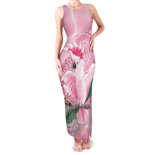 Pink Cockatoo Australia Family Matching Tank Maxi Dress and Hawaiian Shirt Aussie Cacatua Leadbeateri - Aboriginal Art