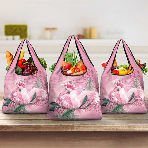 Pink Cockatoo Australia Grocery Bag Aussie Cacatua Leadbeateri - Aboriginal Art