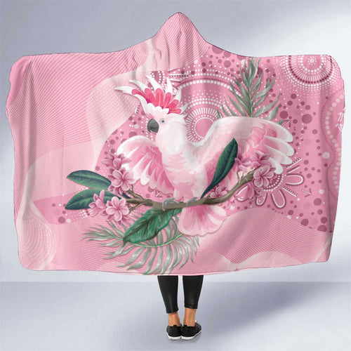 Pink Cockatoo Australia Hooded Blanket Aussie Cacatua Leadbeateri - Aboriginal Art