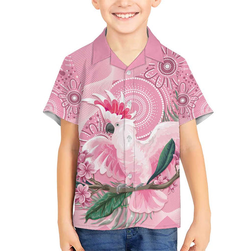Pink Cockatoo Australia Kid Hawaiian Shirt Aussie Cacatua Leadbeateri - Aboriginal Art