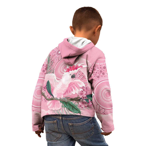 Pink Cockatoo Australia Kid Hoodie Aussie Cacatua Leadbeateri - Aboriginal Art