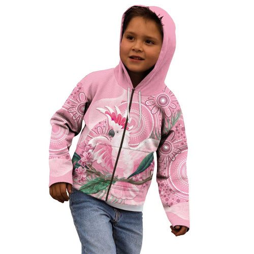Pink Cockatoo Australia Kid Hoodie Aussie Cacatua Leadbeateri - Aboriginal Art