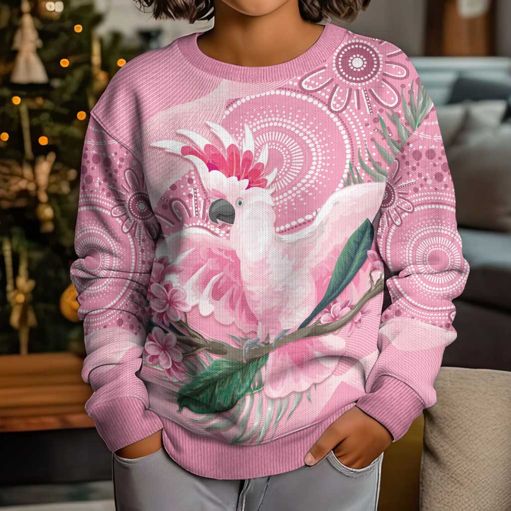 Pink Cockatoo Australia Kid Ugly Christmas Sweater Aussie Cacatua Leadbeateri - Aboriginal Art