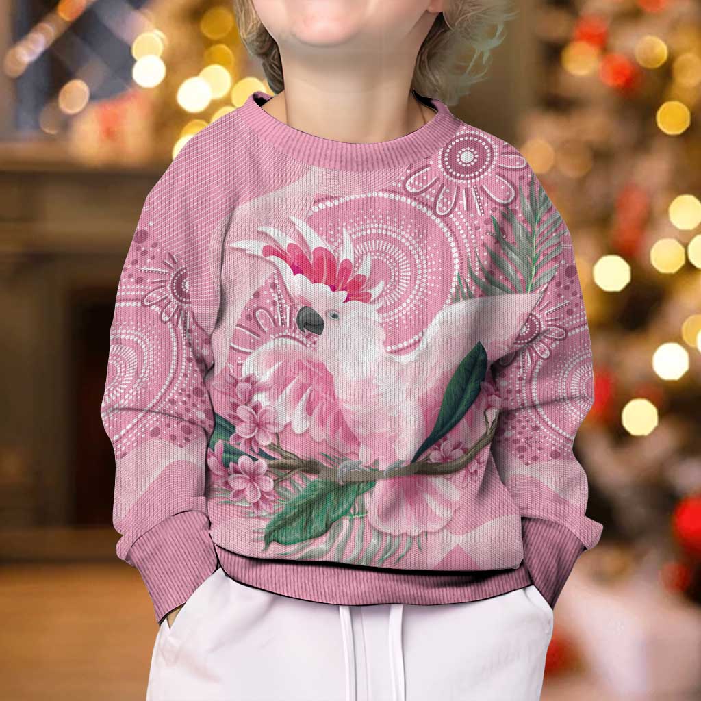 Pink Cockatoo Australia Kid Ugly Christmas Sweater Aussie Cacatua Leadbeateri - Aboriginal Art