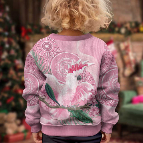 Pink Cockatoo Australia Kid Ugly Christmas Sweater Aussie Cacatua Leadbeateri - Aboriginal Art