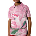 Pink Cockatoo Australia Kid Polo Shirt Aussie Cacatua Leadbeateri - Aboriginal Art