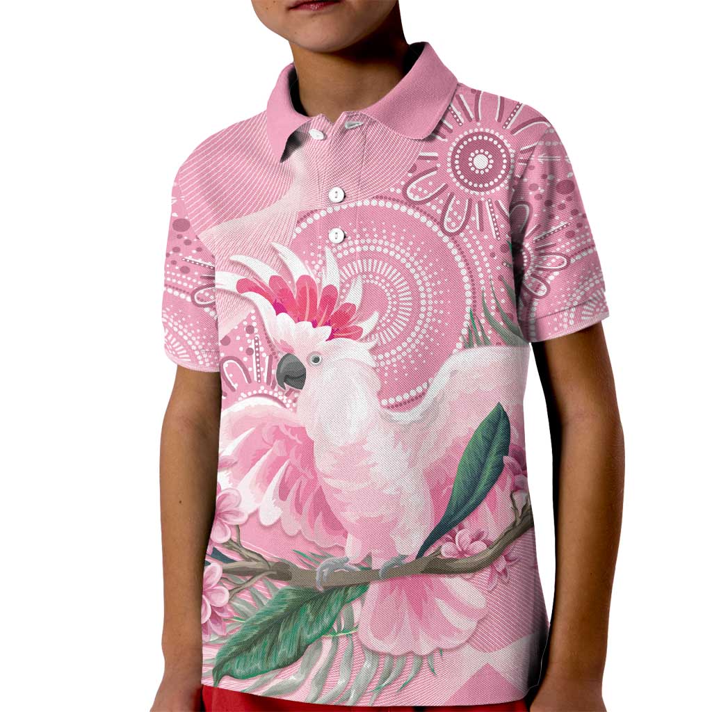 Pink Cockatoo Australia Kid Polo Shirt Aussie Cacatua Leadbeateri - Aboriginal Art
