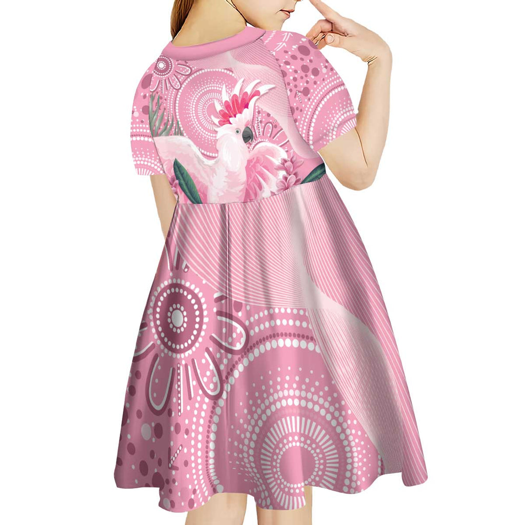 Pink Cockatoo Australia Kid Short Sleeve Dress Aussie Cacatua Leadbeateri - Aboriginal Art