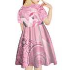 Pink Cockatoo Australia Kid Short Sleeve Dress Aussie Cacatua Leadbeateri - Aboriginal Art