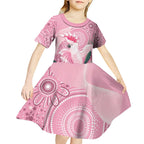 Pink Cockatoo Australia Kid Short Sleeve Dress Aussie Cacatua Leadbeateri - Aboriginal Art