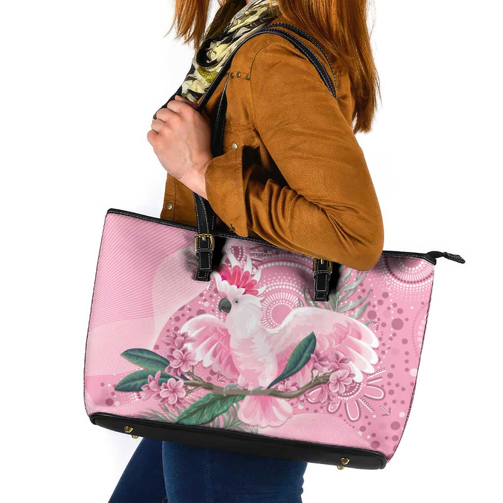 Pink Cockatoo Australia Leather Tote Bag Aussie Cacatua Leadbeateri - Aboriginal Art