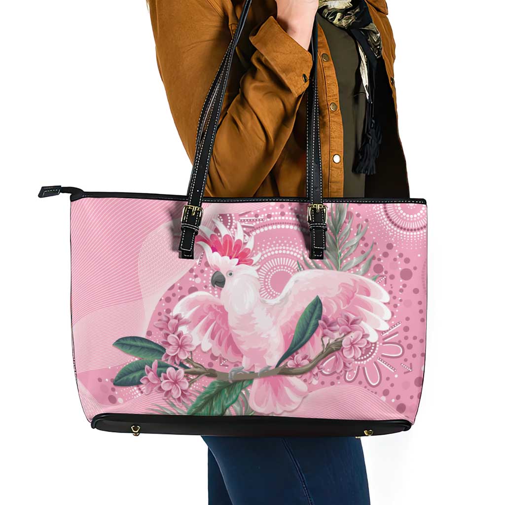 Pink Cockatoo Australia Leather Tote Bag Aussie Cacatua Leadbeateri - Aboriginal Art