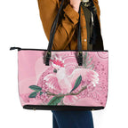 Pink Cockatoo Australia Leather Tote Bag Aussie Cacatua Leadbeateri - Aboriginal Art