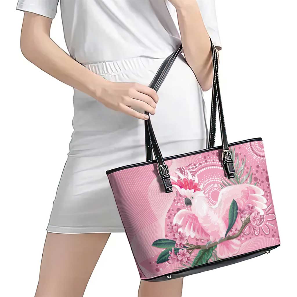 Pink Cockatoo Australia Leather Tote Bag Aussie Cacatua Leadbeateri - Aboriginal Art